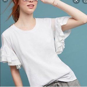 Anthropologie Vanessa Virginia Sorrento white ruffled top size small